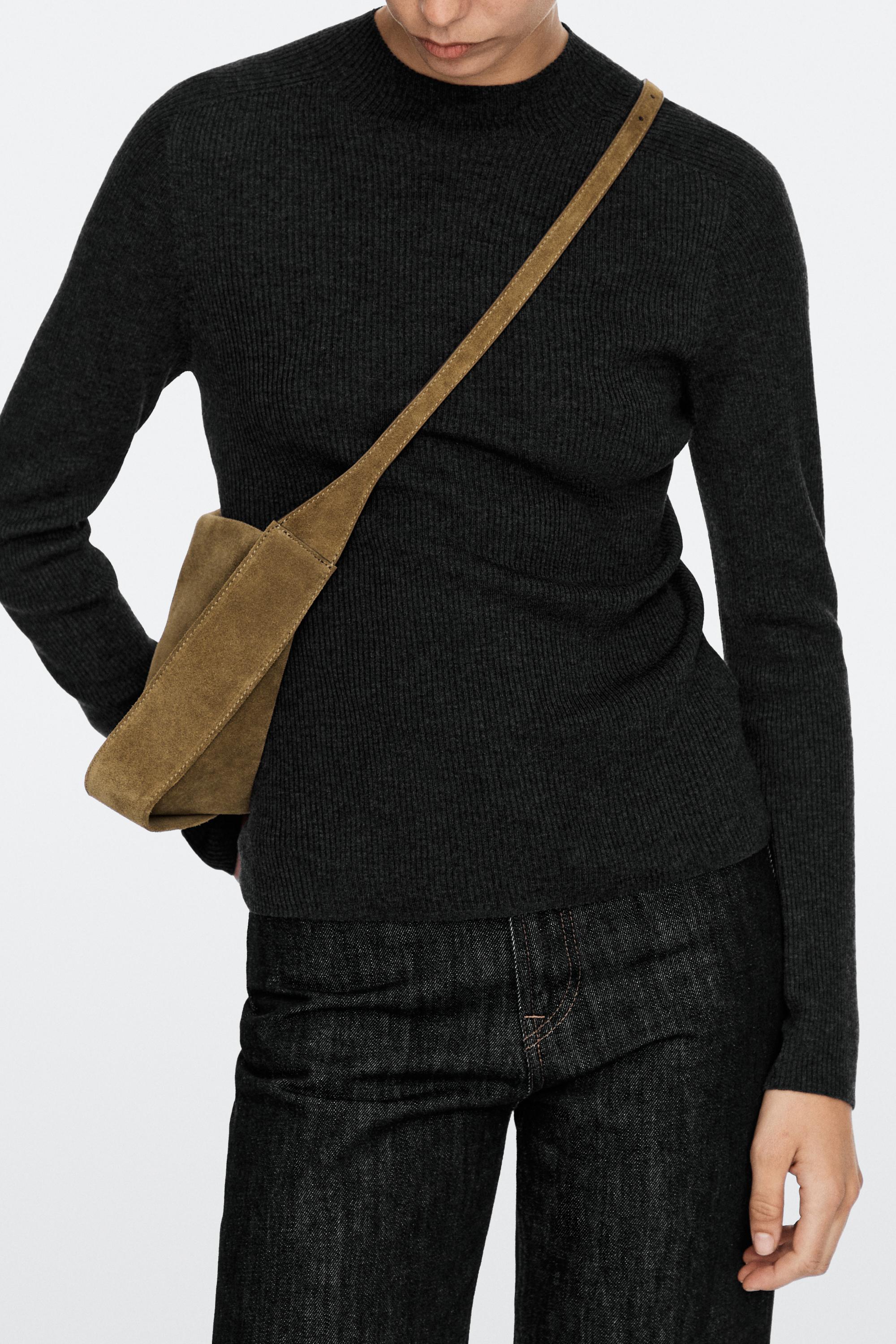 Split suede leather crossbody bag
